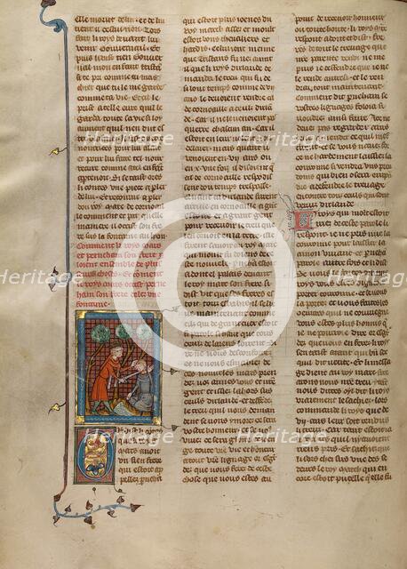 King Mark Killing his Brother Perneham, about 1320-1340. Creator: Unknown.