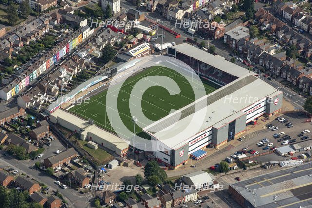 Kingsholm Stadium, home to Gloucester Rugby Club, Gloucester, Gloucestershire, 2021. Creator: Damian Grady.