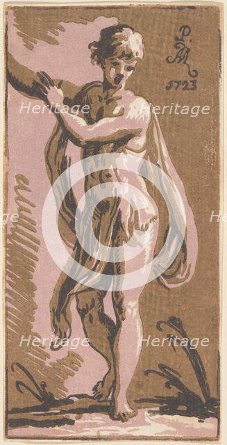 A Standing Youth Gesturing to His Right, 1723. Creators: Anton Maria Zanetti, Parmigianino.