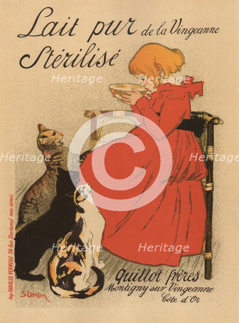 Lait pur stérilisé de la Vingeanne (Poster), 1890s. Artist: Steinlen, Théophile Alexandre (1859-1923)