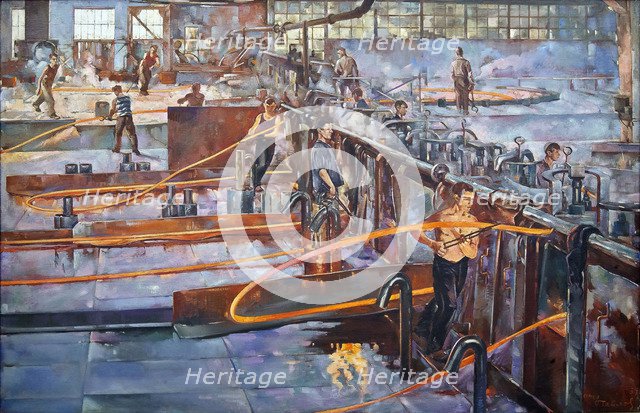 The hot rolling workshop of the Red Nail Maker's Factory in Leningrad.