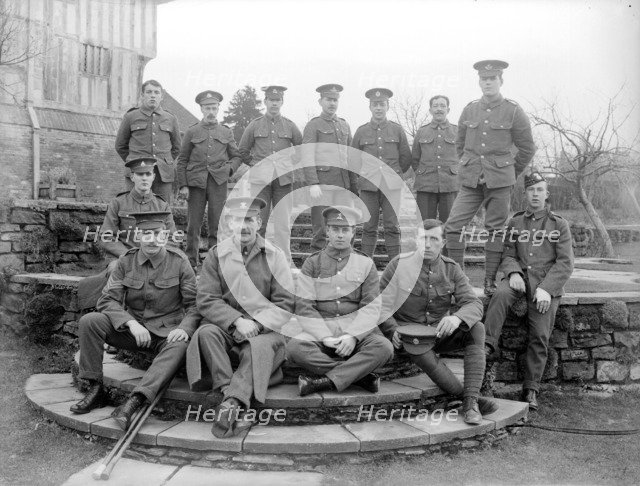 Convalescent soldiers at Great Dixter, Northiam, East Sussex, WWI, 1915. Artist: Nathaniel Lloyd