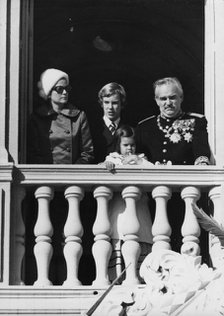Members of the Royal Family of Monaco, Prince's Palace balcony, 1971. Artist: Unknown