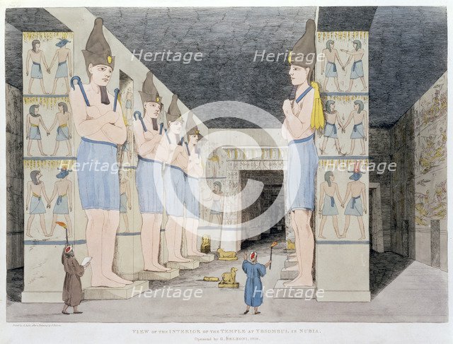 'The Interior of the Temple at Ybsombul in Nubia', 1820-1822. Artist: Agostino Aglio