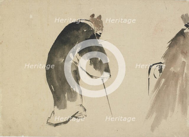 An old mouse (?) dressed in a black robe, late 18th-early 19th century. Creator: Hokusai.