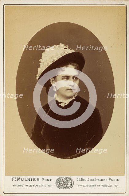 Portrait of the opera singer Anna de Belocca, née de Bellokh, 1863. Creator: Mulnier, Ferdinand (1817-1891).