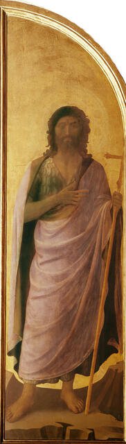 Saint John the Baptist (left shutter panel of the Tabernacle of the Linaioli) , ca. 1433. Creator: Angelico, Fra Giovanni, da Fiesole (ca. 1400-1455).