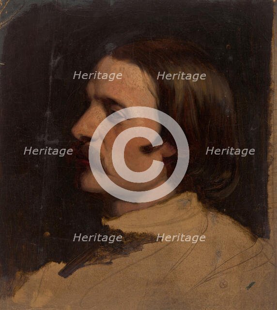 Study of a male head, seen from the left, 1824-1874.  Creator: Johan Georg Schwartze.