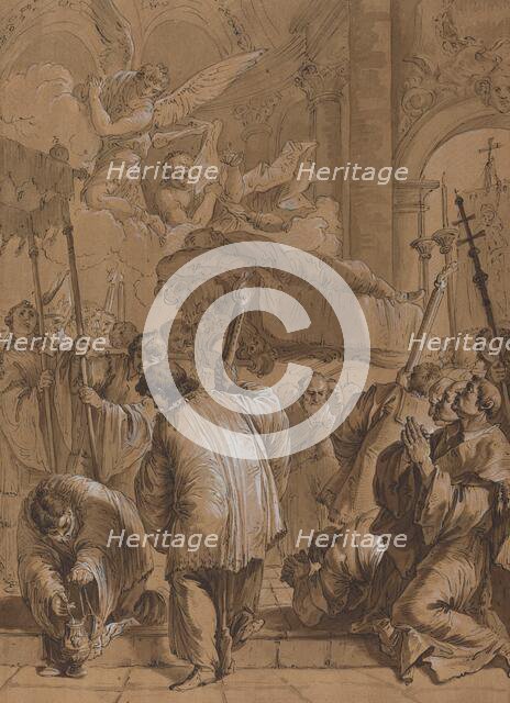 Funeral Procession of a Saint with Angels, 18th century. Creator: Francesco Fontebasso.