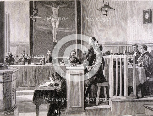 Process of high treason. Council of War'. Alfred Dreyfus (1859-1935), French military, engraving …