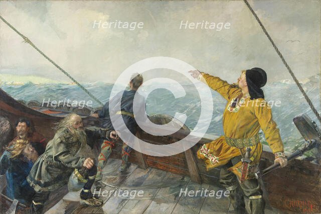 Leiv Eiriksson discovering America, 1893. Creator: Christian Krohg.