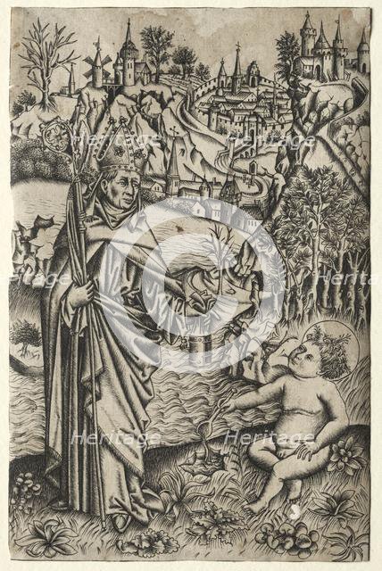St. Augustine and the Child on the Seashore, c. 1465-1469. Creator: Master of the Nuremberg Passion (German).