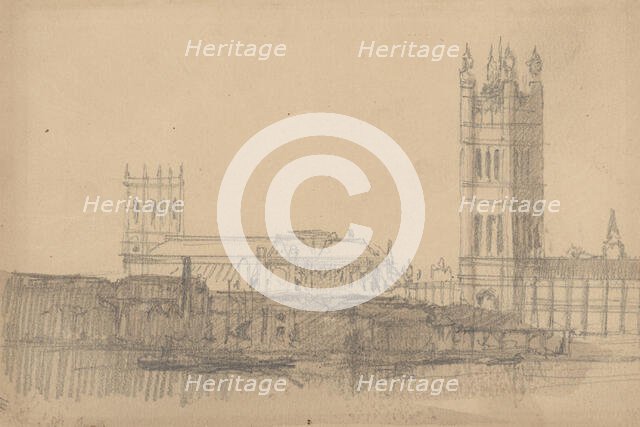 View of Westminster Abbey and the Houses of Parliament, c1860. Creator: David Roberts.