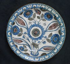 Dish with Floral Design, Turkey, second half 16th century. Creator: Unknown.