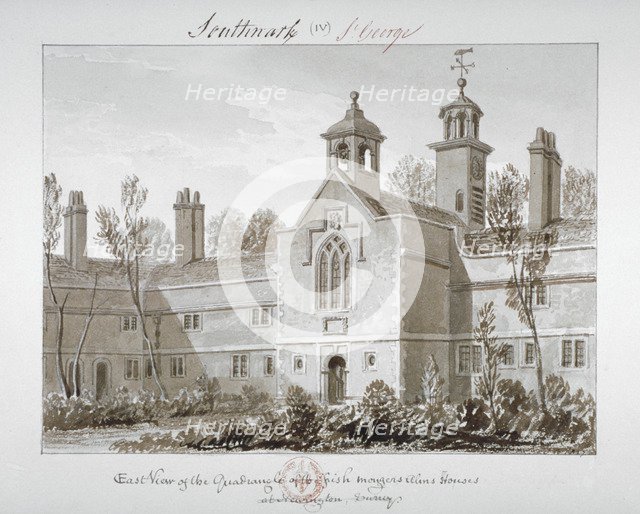 St Peter's Hospital, Southwark, London, 1827. Artist: John Chessell Buckler