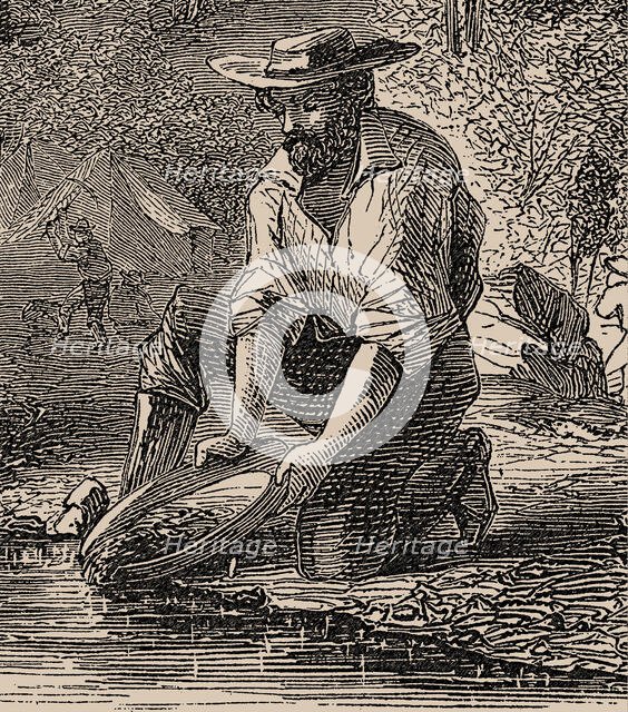 The life of the gold diggers. (Harper's Weekly), 1860. Creator: Anonymous.