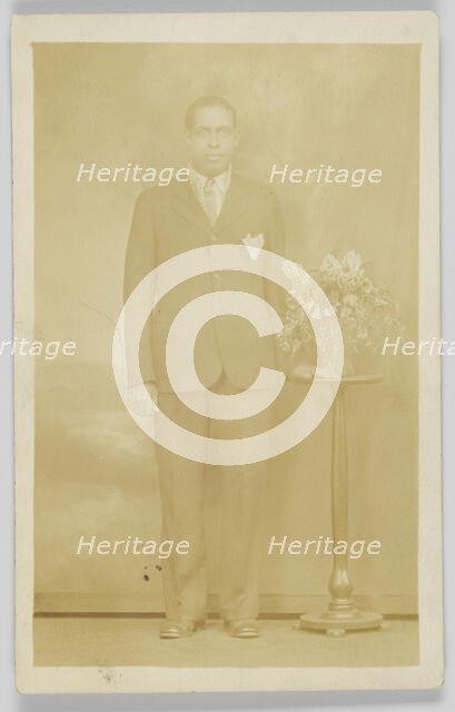 Photographic postcard of a man, 1926-1940s. Creator: Unknown.