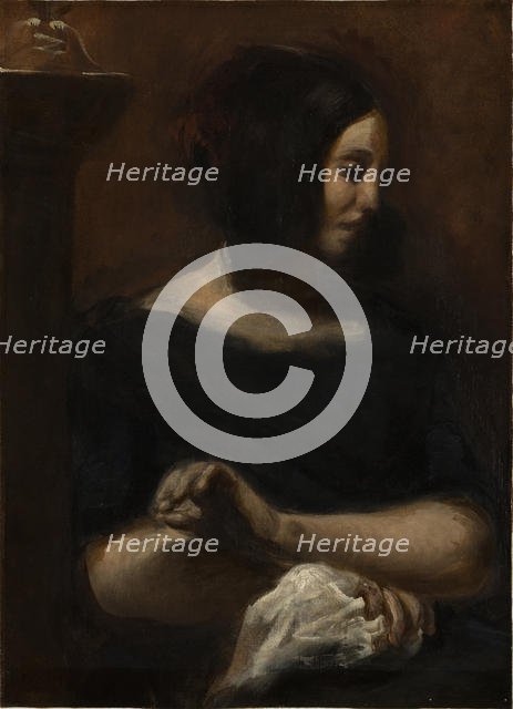 George Sand, 1838. Creator: Delacroix, Eugène (1798-1863).