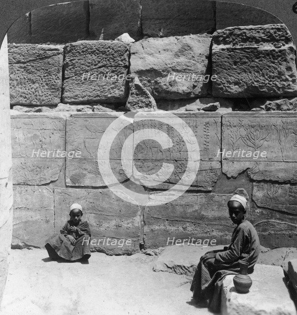 'Plants and animals brought from Syria by the Pharaohs, temple of Karnak, Egypt', 1905.Artist: Underwood & Underwood