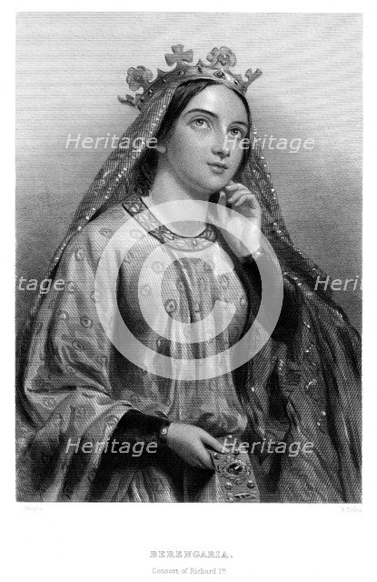 Berengaria of Navarre (c1164-1230), queen consort of King Richard I, 19th century.Artist: B Eyles