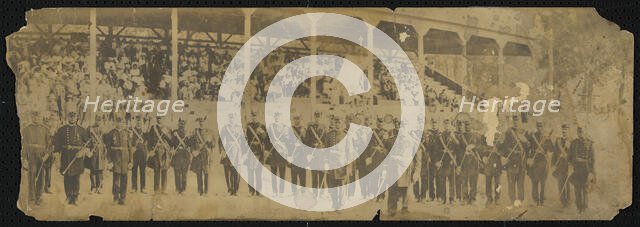 Albumen print of African American Odd Fellows in front of a grandstand, 1890-1930. Creator: Unknown.