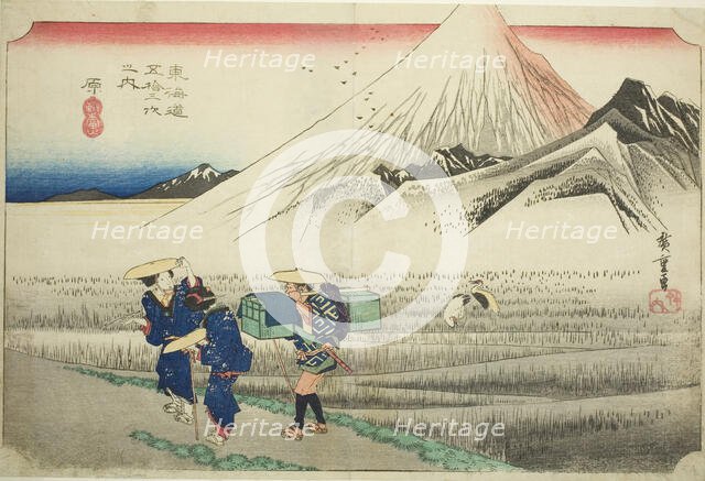 Hara: Mount Fuji in the Morning (Hara, asa no Fuji), from the series "Fifty-three..., c. 1833/34. Creator: Ando Hiroshige.
