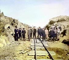 Group of railroad construction participants near the town of Kem, 1915. Creator: Sergey Mikhaylovich Prokudin-Gorsky.