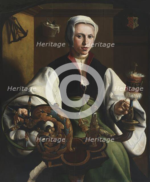 Portrait of a Lady spinning, 1531. Creator: Maerten van Heemskerck.