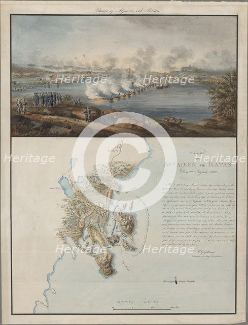 View and Map of the Affair at Ratan, on August 20, 1809, 1809. Artist: Gillberg, Carl Gustaf (1774-1855)