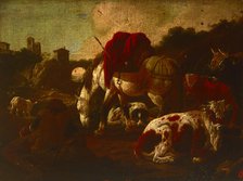 Saddled Horse and Cattle, 18th century. Creator: Unknown.