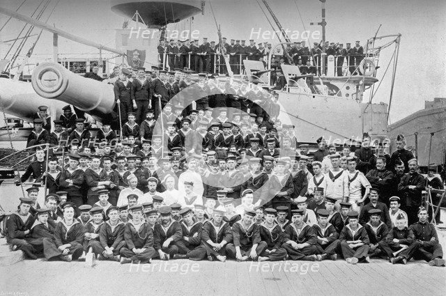 The company of the battleship HMS 'Howe', 1896. Artist: R Ellis
