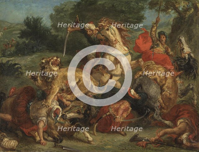The Lion Hunt, 1855. Creator: Eugene Delacroix.