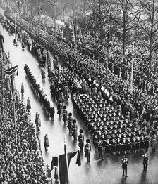 King George V's funeral procession passing along Piccadilly, London, 28 January 1936. Artist: Unknown