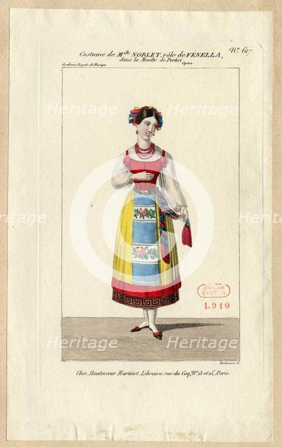 Mademoiselle Noblet as Fenella. Costume design for the opera La muette de Portici, 1828. Creator: Maleuvre, Louis (1785-after 1837).