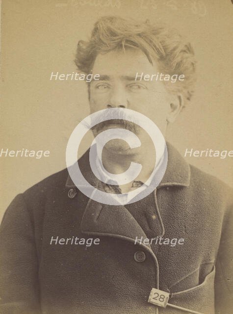 Soulas. Honoré, Jules. 33 ans, né à Chatillon le 10/12/55. Peintre en bâtiment. Anarchiste..., 1889. Creator: Alphonse Bertillon.