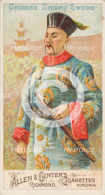 Chinese Short Sword, from the Arms of All Nations series (N3) for Allen & Ginter Cigarette..., 1887. Creator: Allen & Ginter.
