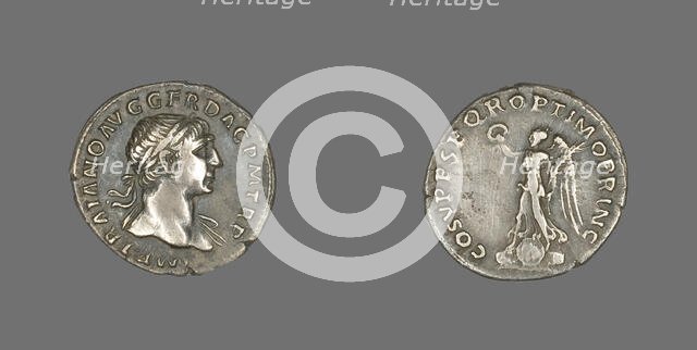 Denarius (Coin) Portraying Emperor Trajan, 103-111. Creator: Unknown.