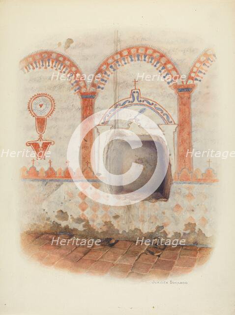 Wall Painting and Baptismal Niche, c. 1941. Creator: Juanita Donahoo.