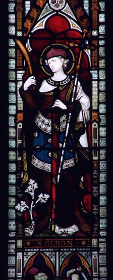 Stained glass window of St Alban in Hereford Cathedral, 3rd century. Artist: Unknown