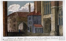Entrance to Montague Close and part of Southwark Cathedral, London, c1830. Artist: Anon