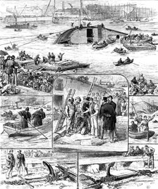 Sketches of the Ship-Launch Disaster at Glasgow, 1883. Creator: Unknown.