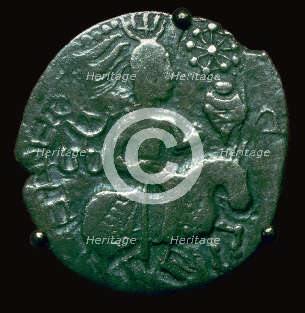Silver coin of the Huns copying an Indian style, 5th century BC. Artist: Unknown
