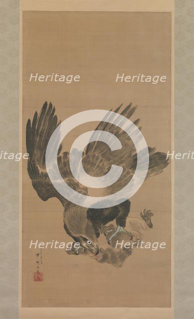 Eagle Attacking a Monkey, 1885. Creator: Kawanabe Kyosai.