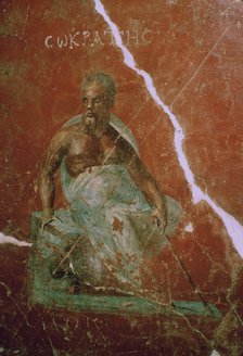 Wall-painting of the Greek philosopher Socrates, 2nd century BC. Artist: Unknown