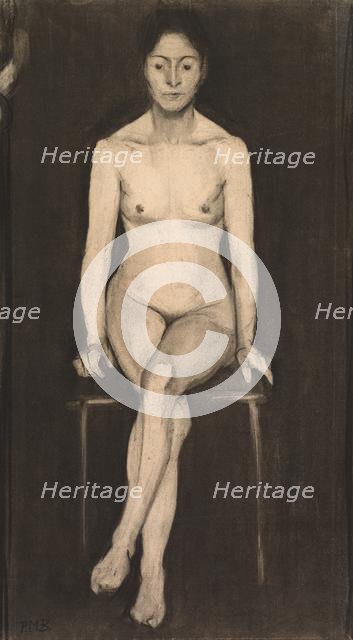 Seated Female Nude (Self-Portrait?), c. 1899. Creator: Paula Modersohn-Becker (German, 1876-1907).