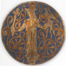 Medallion with a Queen Holding a Scepter and Falcon, French, ca. 1240-60. Creator: Unknown.