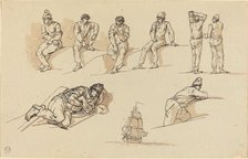 Eight Studies of Figures and a Ship at Sea. Creator: Claude-Joseph Vernet.