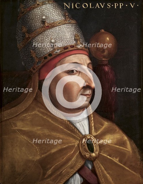 Portrait of Pope Nicholas V (Giovio Series), 1568. Artist: Dell'Altissimo, Cristofano (1525-1605)