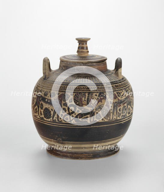 Pyxis (Container for Personal Objects), 580-570 BCE. Creator: Ampersand Painter.