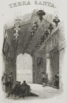 Shrine of the Nativity, Bethlehem, 1840.  Creator: Émile Rouargue.